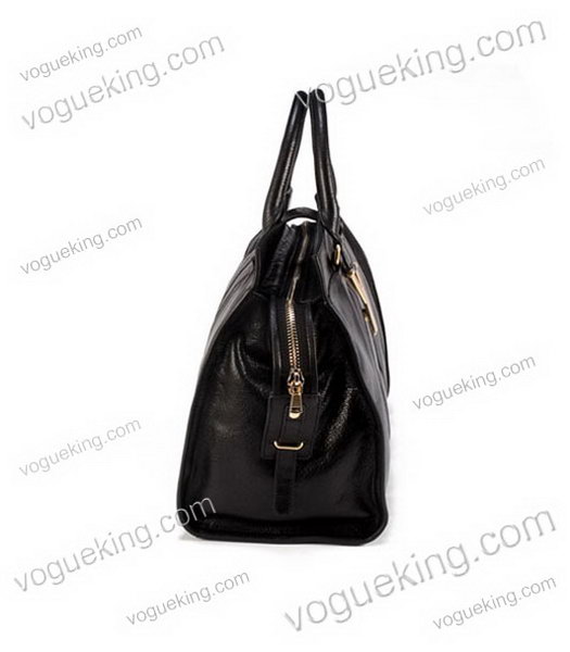 Yves Saint Laurent Large Top Handle Bag Black Calfskin Leather-2