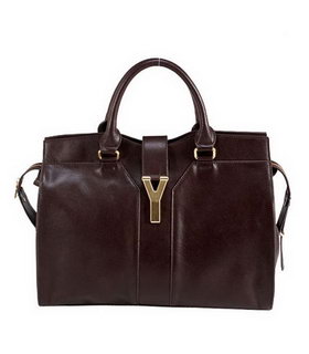 Yves Saint Laurent Large Top Handle Bag Dark Coffee Calfskin Leather