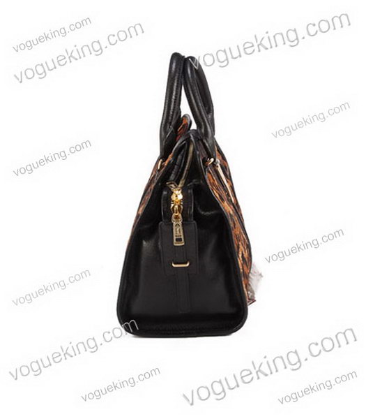 Yves Saint Laurent Medium Top Handle Bag Light Coffee Leopard Pattern Leather-2