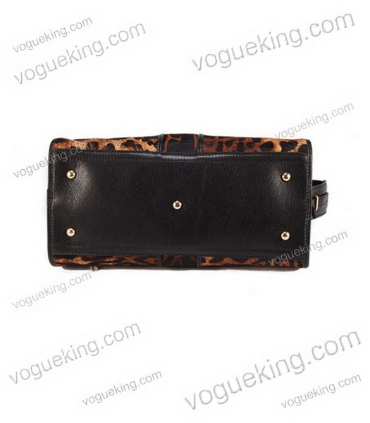 Yves Saint Laurent Medium Top Handle Bag Light Coffee Leopard Pattern Leather-3