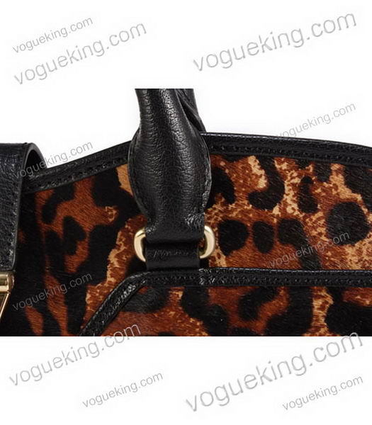 Yves Saint Laurent Medium Top Handle Bag Light Coffee Leopard Pattern Leather-4