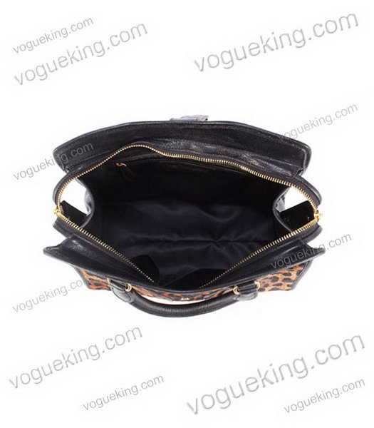 Yves Saint Laurent Medium Top Handle Bag Light Coffee Leopard Pattern Leather-6