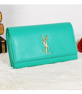 Yves Saint Laurent Monogramme Apple Green Leather Clutch