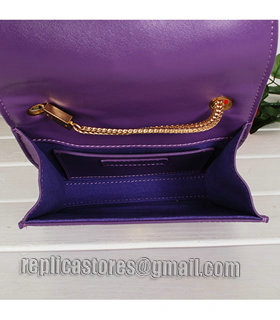 Yves Saint Laurent Monogramme Champagne Purple Leather Mini Shoulder Bag-3