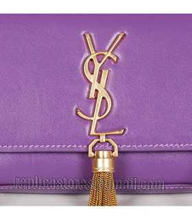 Yves Saint Laurent Monogramme Champagne Purple Leather Mini Shoulder Bag-5