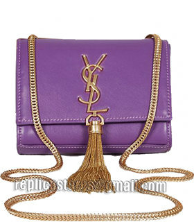 Yves Saint Laurent Monogramme Champagne Purple Leather Mini Shoulder Bag-6