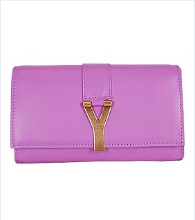Yves Saint Laurent Monogramme Light Purple Leather Clutch