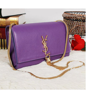Yves Saint Laurent Monogramme Light Purple Leather Small Shoulder Bag With Golden Chain Tassel
