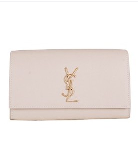 Yves Saint Laurent Monogramme Offwhite Leather Clutch