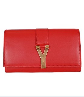 Yves Saint Laurent Monogramme Red Leather Clutch -1