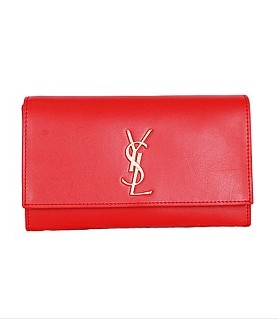 Yves Saint Laurent Monogramme Red Leather Clutch