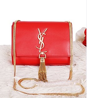Yves Saint Laurent Monogramme Red Leather Mini Shoulder Bag