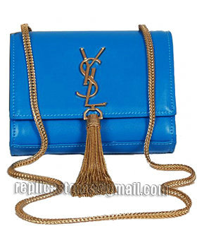 Yves Saint Laurent Monogramme Sky Blue Leather Mini Shoulder Bag-6
