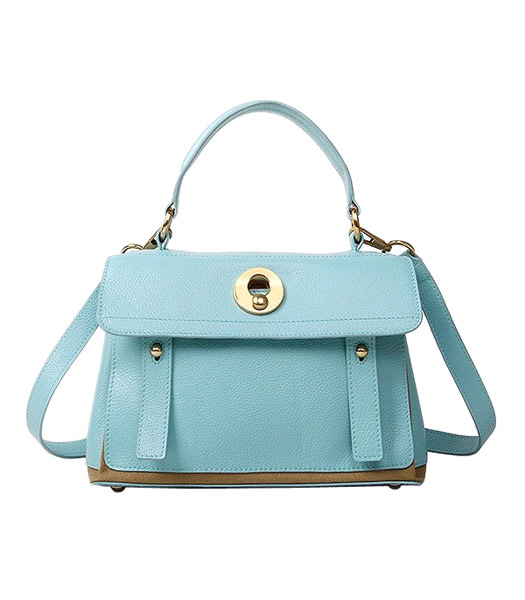 Yves Saint Laurent Muse Two Small Tote Bag Sky Blue