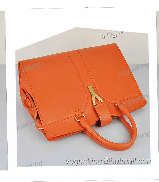 Yves Saint Laurent Orange Leather Tote Bag-4