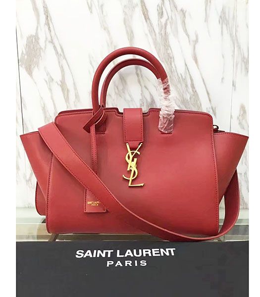 Yves Saint Laurent Red Calfskin Leather Top Handle Bag