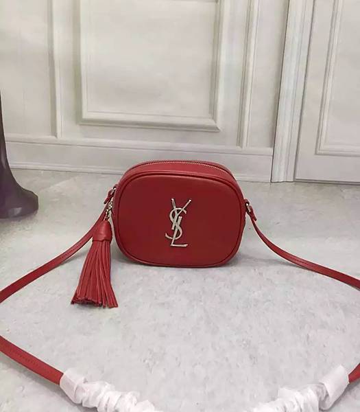 Yves Saint Laurent Red Leather Fringed Mini Shoulder Bag