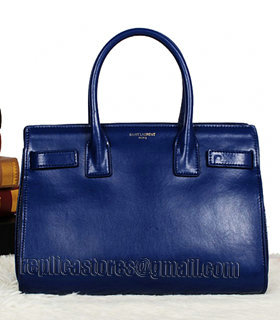 Yves Saint Laurent Sac De Jour Sapphire Blue Leather Tote Bag-5