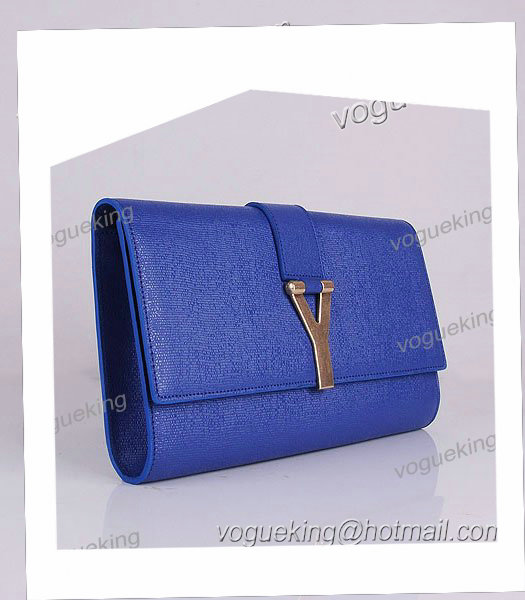 Yves Saint Laurent Sapphire Blue Original Leather Clutch-1