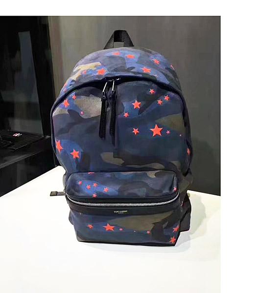 Yves Saint Laurent Stars Decorative Backpack Dark Blue